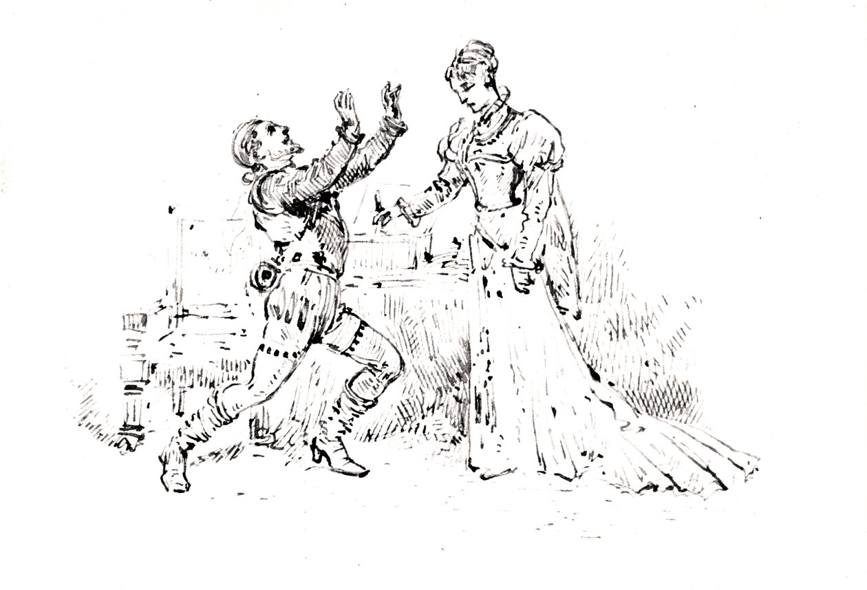 Ruy Blas (1838) için Victor Hugo (1802-85), 1880 (kağıt üzerine kalem ve mürekkep) için üretim kitapçığı by French School