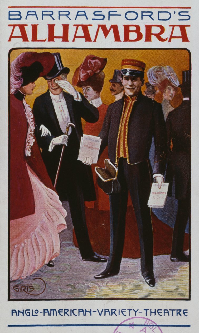 Alhambra Müzik Salonu için Program, c.1905 by French School