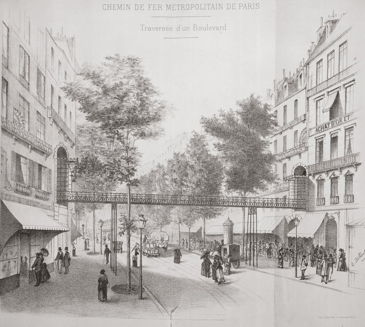 Paris'te Yerüstü Metro Sistemi Projesi, 1886 by French School