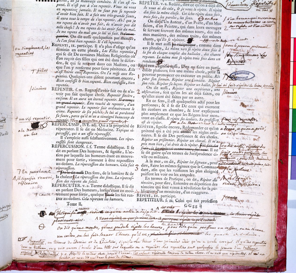 Fransız Akademisi sözlüğünün bir baskısının düzeltmelerini içeren prova sayfası (kağıt üzerine mürekkep) (179941 detayı) by French School