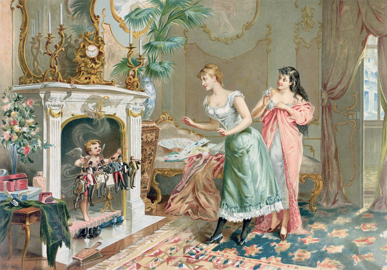 Noel Hediyelerini keşfeden fahişeler, 1893 by French School