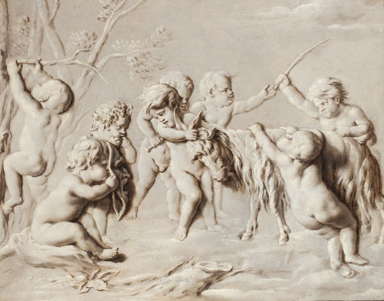 Putti, Dişi Keçi Amalthea ile oynuyor by French School
