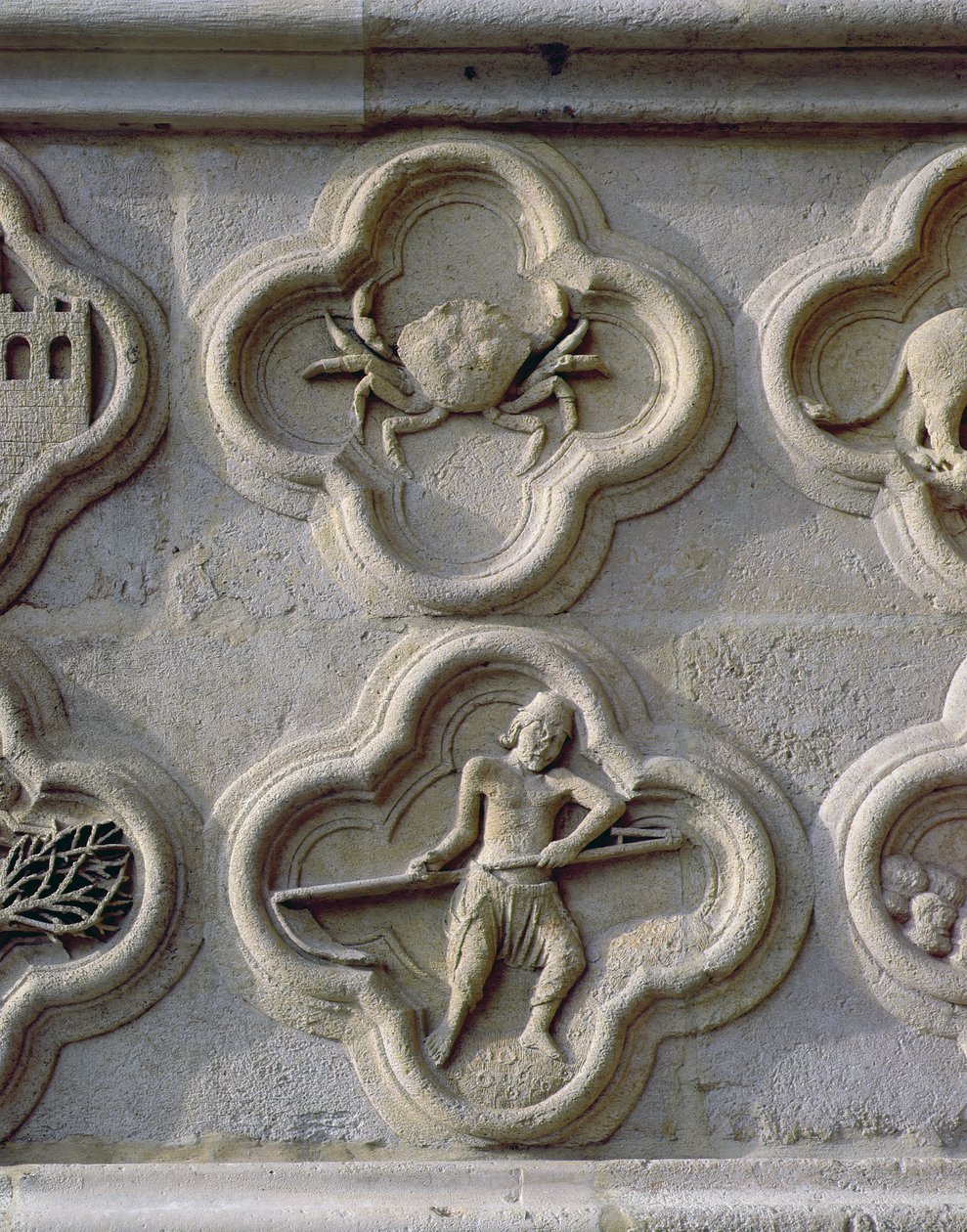 Yengeç ve Haziran'ı tasvir eden dört yapraklık, 1220 dolayları by French School