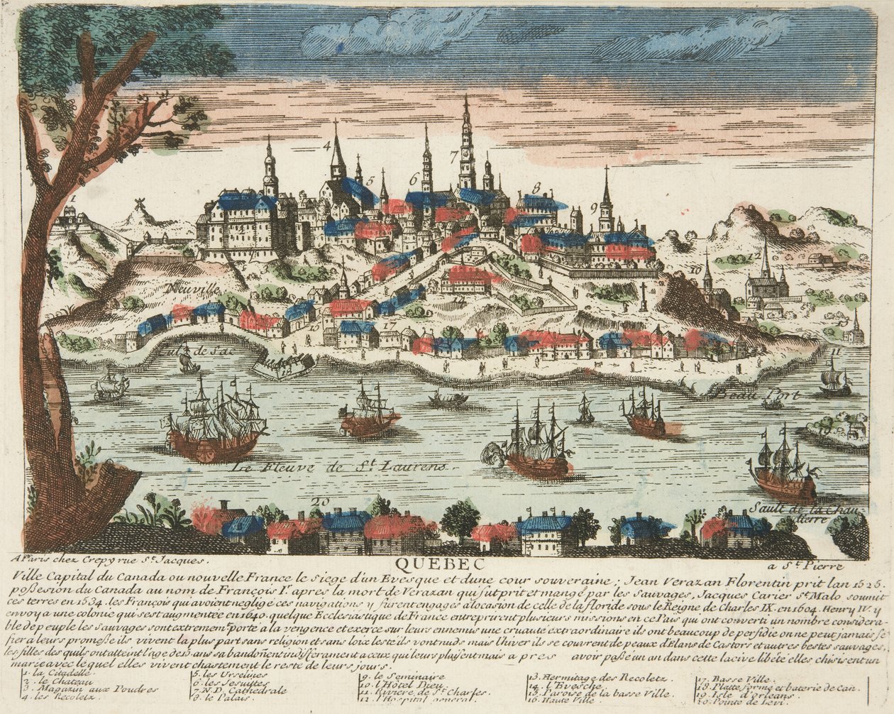 Quebec, bar. C. 1650 (el renkli gravür) by French School
