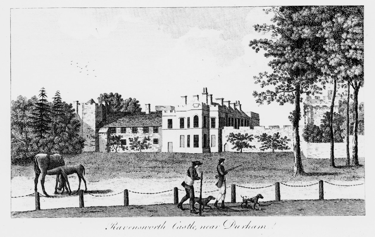 Durham yakınlarındaki Ravensworth Kalesi, 19. yy by French School