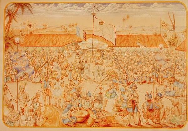 Dahomey Kralı tarafından Fransız Elçileri için verilen resepsiyon by French School