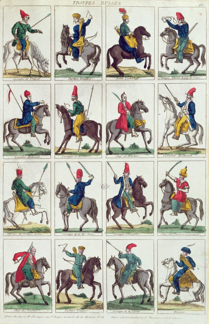 Rus süvarilerinin bölgesel birimleri, c.1812-14 by French School