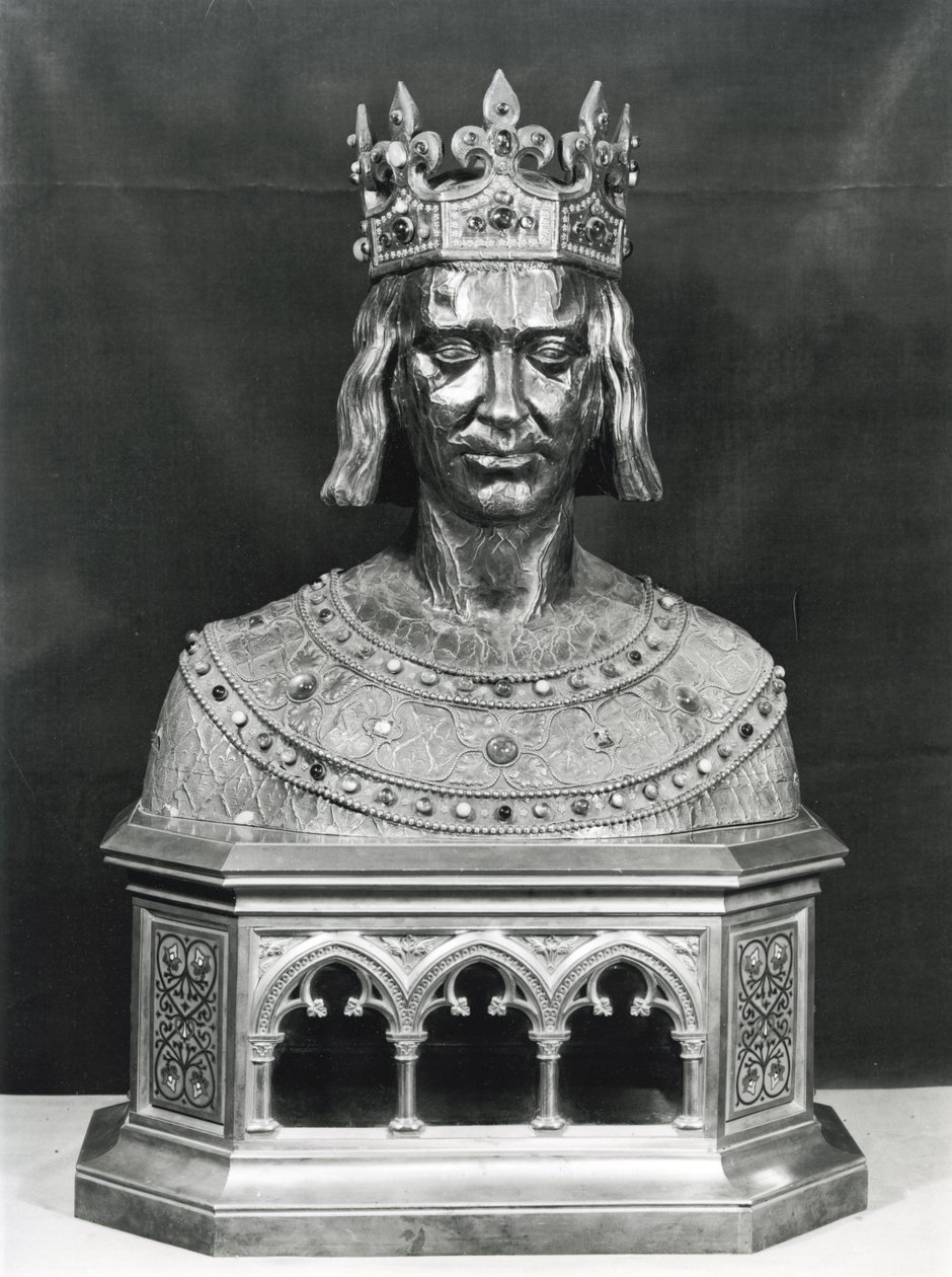 St. Louis (1214-70) kutsal emanet büstü (gümüş yaldızlı) by French School