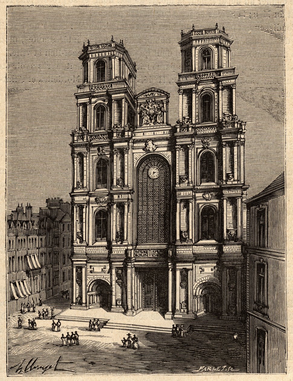Rennes - La Cathedrale Saint Pierre - - “” PATRIE” üzerine gravür - FRANSA