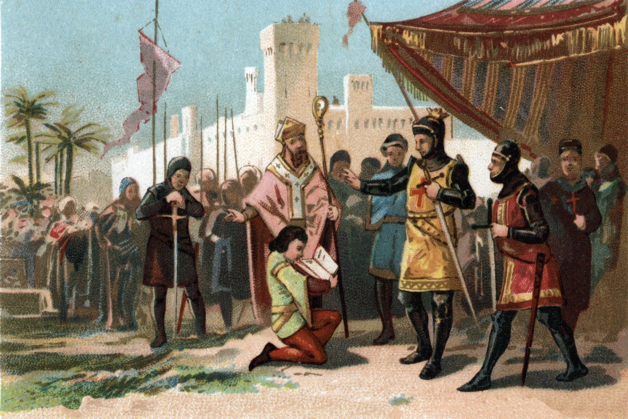 Kral III. Philip Hardi (1270-1285) tarafından yerine getirilen annoblisment mektuplarının temsili. 1890 civarında kromolitografi. by French School