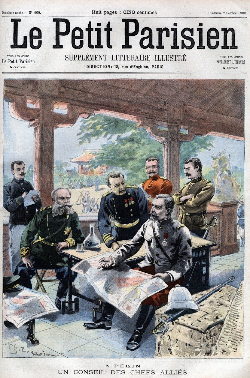 Boksörlerin İsyanı: Müttefik şefler müttefiki (Fransızca, Rusça, Amerikan, İngilizce, Japonca) (İTTİFAK SAVAŞ KONSEYİ) - “Le Petit Parisien”de by French School