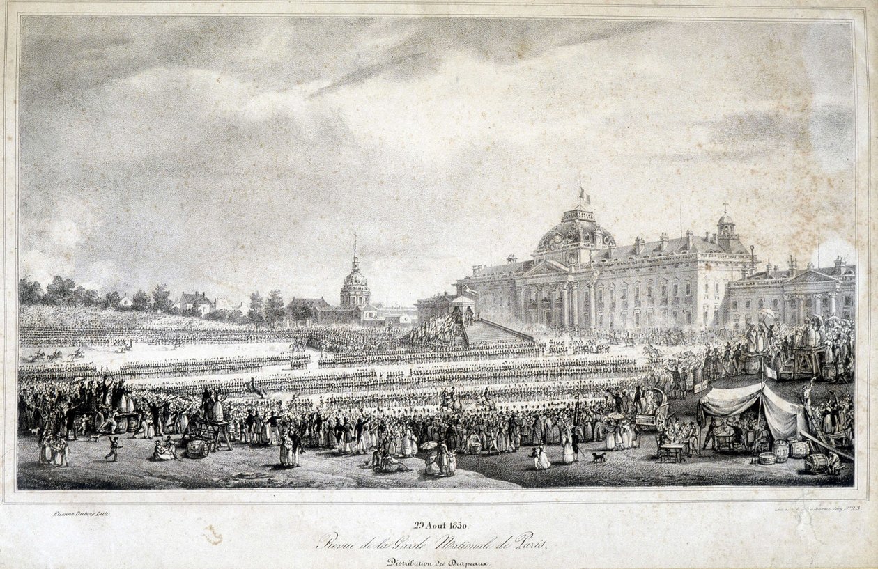 29/4/1830 tarihinde Paris Ulusal Muhafızlarının gözden geçirilmesi. by French School