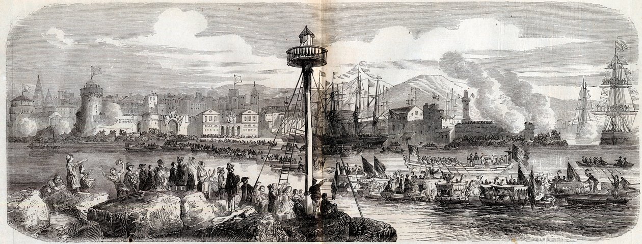Risorgimento - (Avusturya'ya karşı savaş) - Prens Napolyon (Napolyon Jerome Bonaparte) tarafından yönetilen bir Fransız ordusunun Livorno Debarkment'i - 23 Mayıs by French School