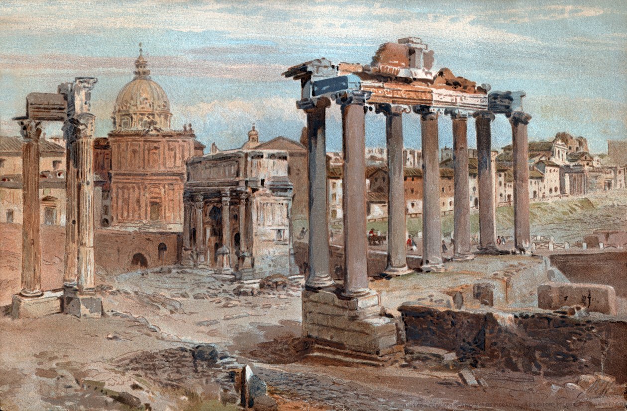 Roma Forumu. Roma forumu. (suluboya, yaklaşık 1900) by French School