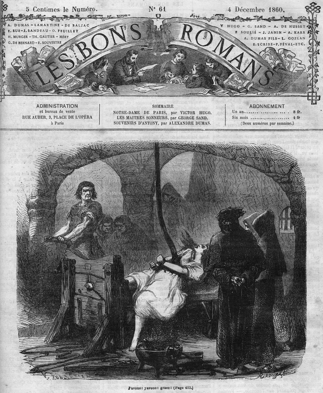 Roma dizisi: “” Notre Dame de Paris”, Victor Hugo (1802-1885). Esmeralda'nın sorgulanması ve işkence görmesi. “Les bons romantizm” deki gravür by French School