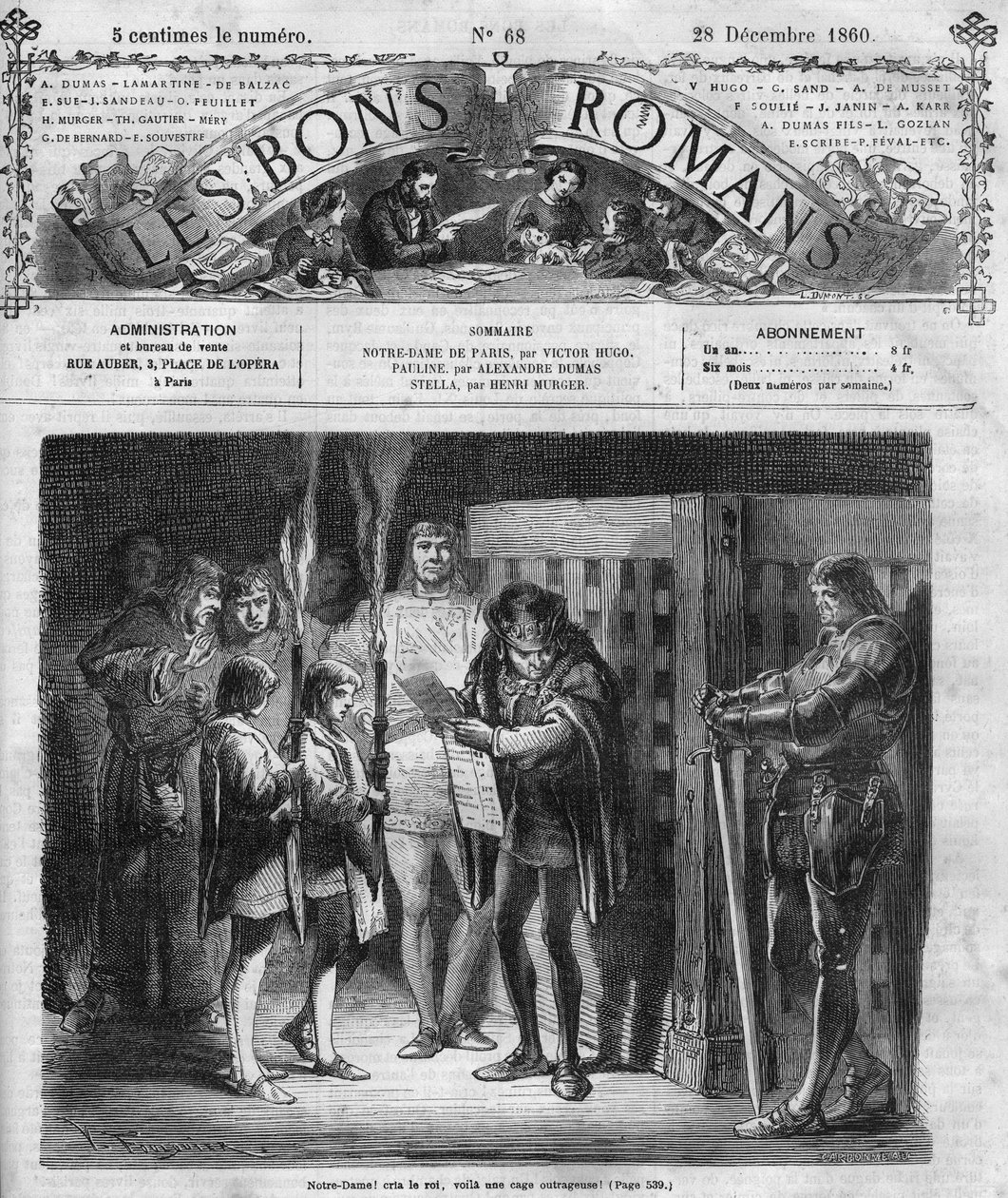 Roma dizisi: “” Notre Dame de Paris”, Victor Hugo (1802-1885). Kral kafesi inceler. “” Les bons romantizmleri”nde gravür by French School