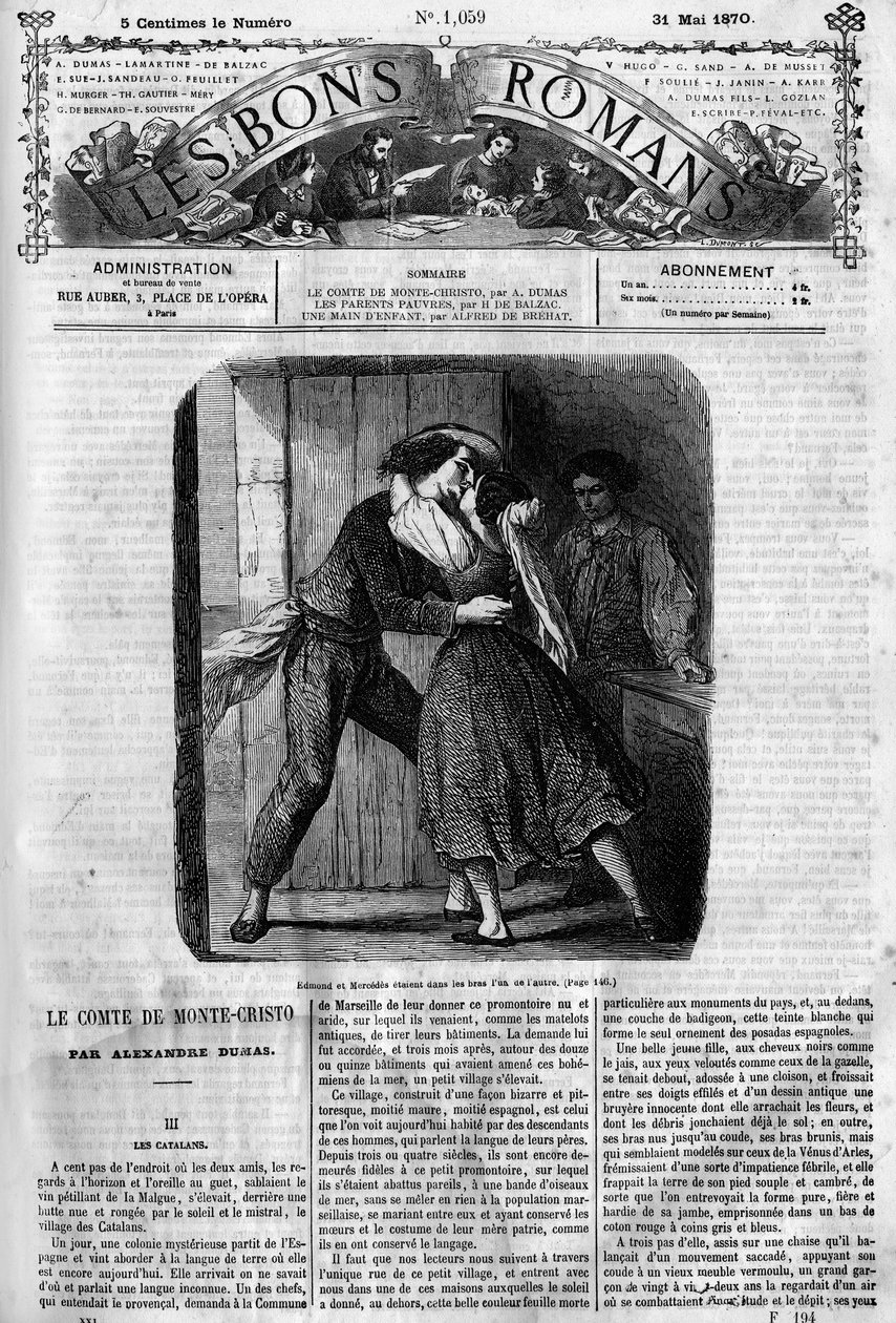 Roma dizisi: Alexandre Dumas (1802-1870) tarafından “Monte Cristo Kontu” (Monte-Cristo). Edmond Dantes ve Mercedes arasındaki seks sahnesi. “Les bons romantizm”de gravür by French School