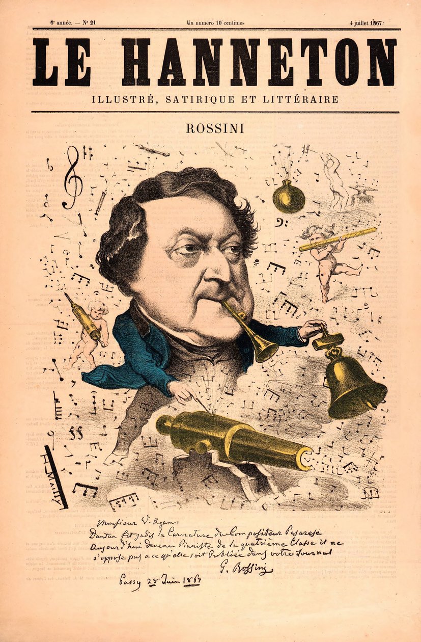 Rossini, Le Hanneton, yayın 4 Temmuz 1857 (renkli taş) by French School