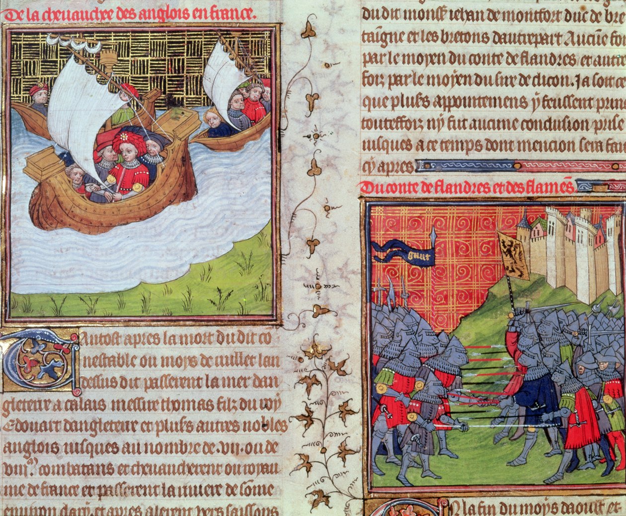 Roy 20 C VII f.219v Denizdeki İngilizler ve Gent ve Flanders Kontu