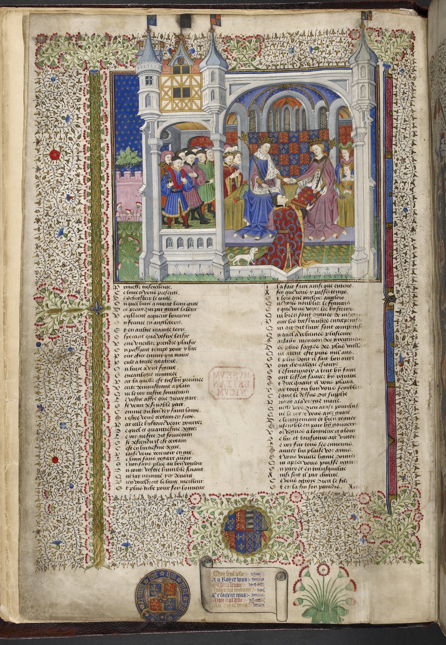 Royal 15 E. VI, f.2v Margaret of Anjou, kocası Kral VI. by French School