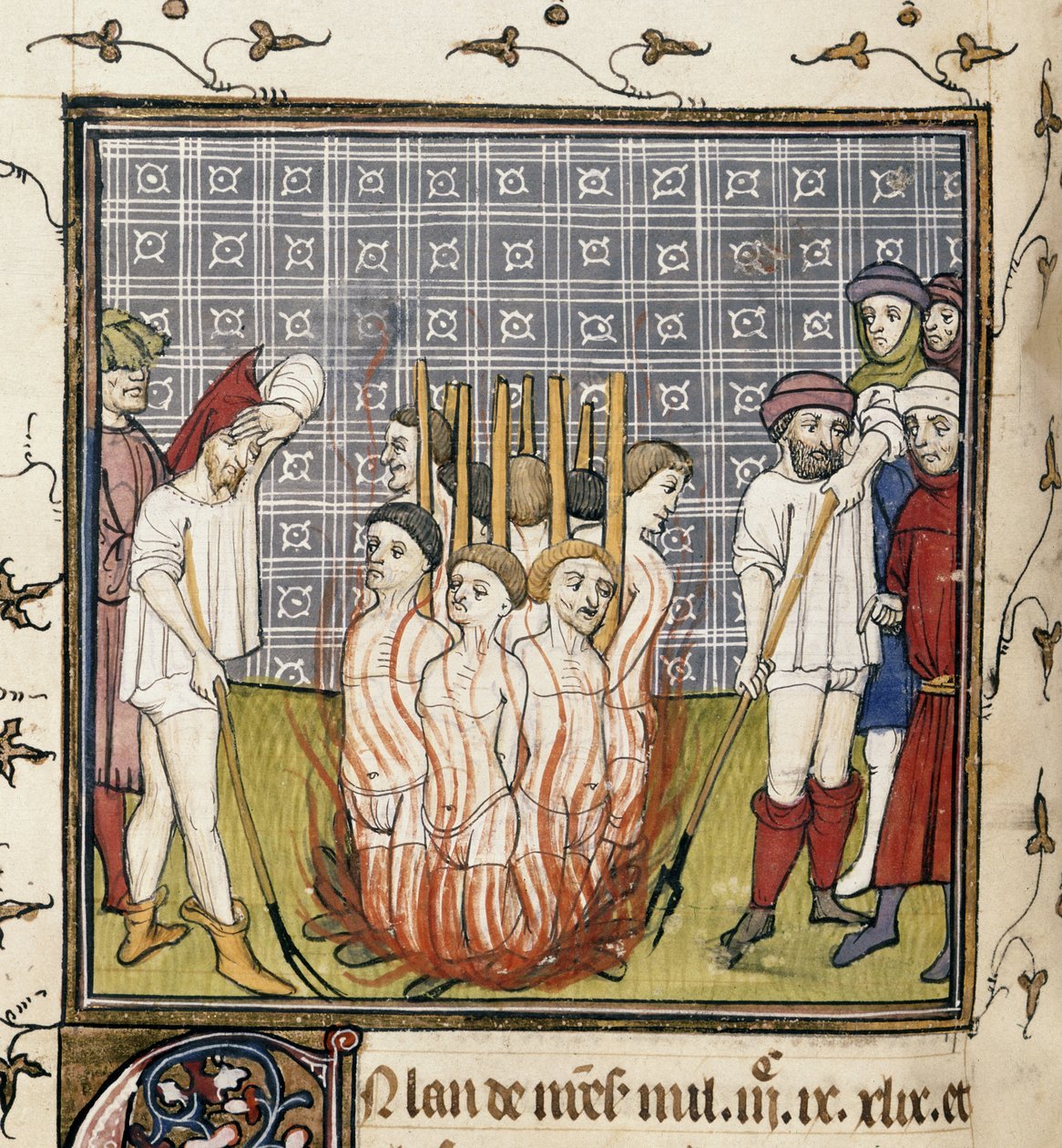 Royal 20 C. VII, f.44v Tapınakçıların Yakılması, 'Chroniques de France ou de St. Denis' (parşömen) by French School