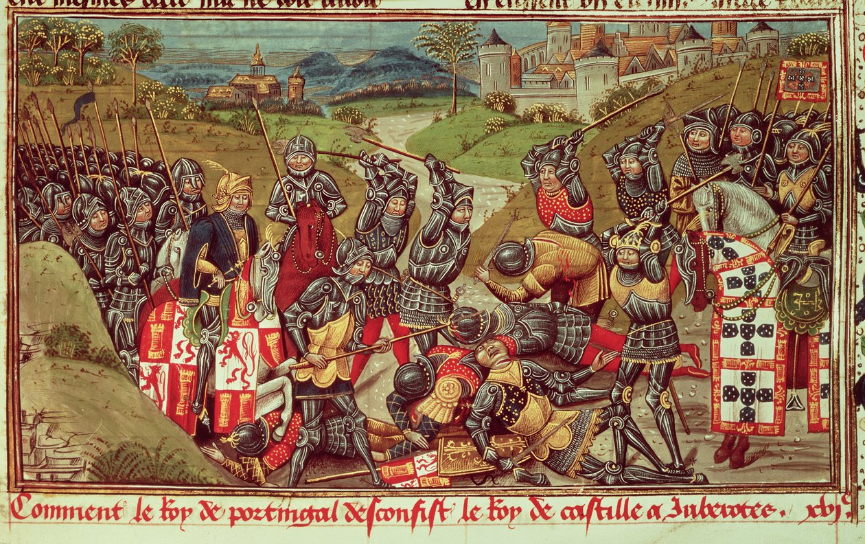 Royal Ms 14 E IV f.204: Avis kralı I. Juan, Portekiz, Aljubarrota Savaşı