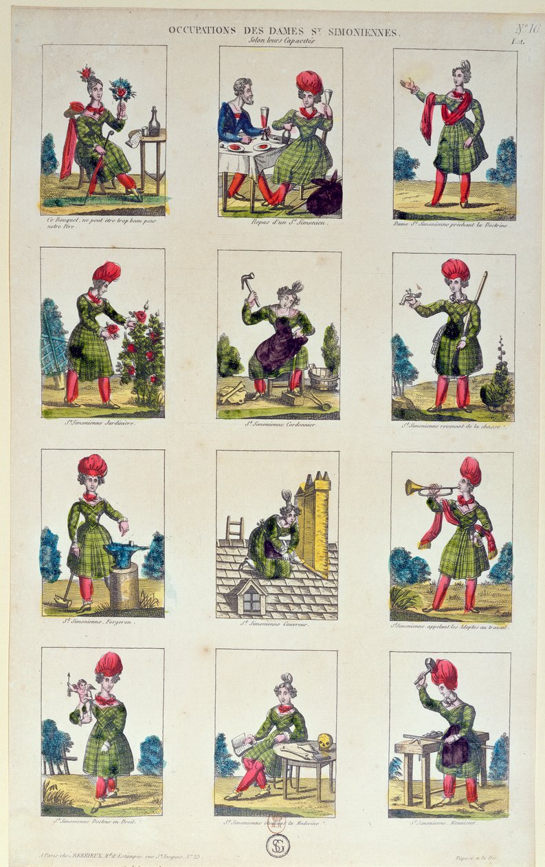 Saint-Simoncu Kadınlar ve meslekleri, 1830 dolayları by French School