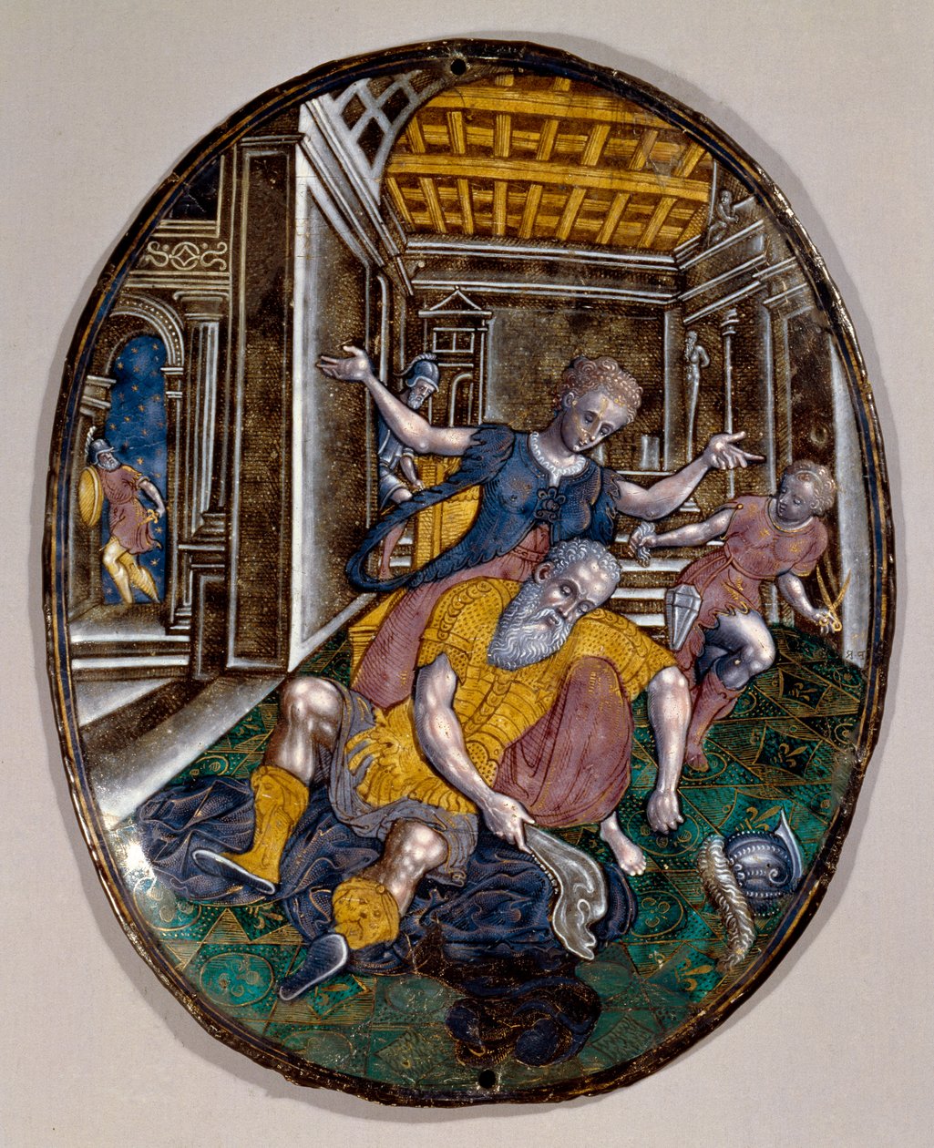 Samson ve Dalila Samson, Dalila saçını kestikten sonra güçlerini kaybederler. Limoges kitapçığı. 1575 yakl. Londra Victoria ve Albert Müzesi by French School