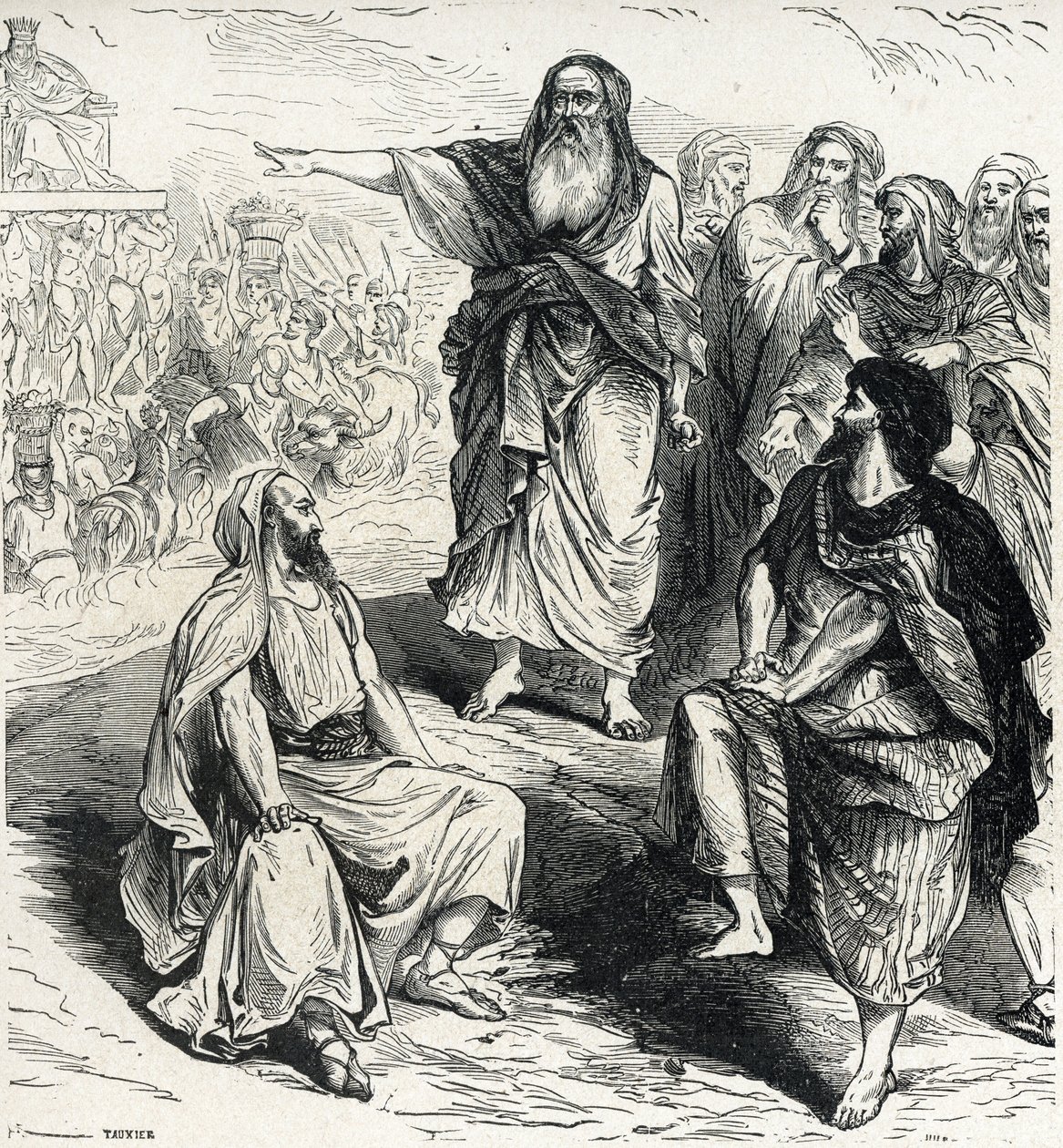 Samuel, İsraillilere bir krala sahip olmanın tehlikelerini gösteriyor Lahure 19. yüzyıl Özel Koleksiyonundan gravür by French School