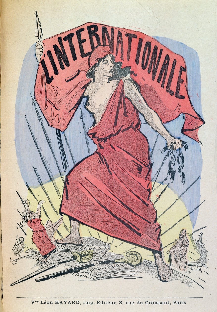 LInternationale şarkısının notası, c.1900 (renkli gravür) by French School