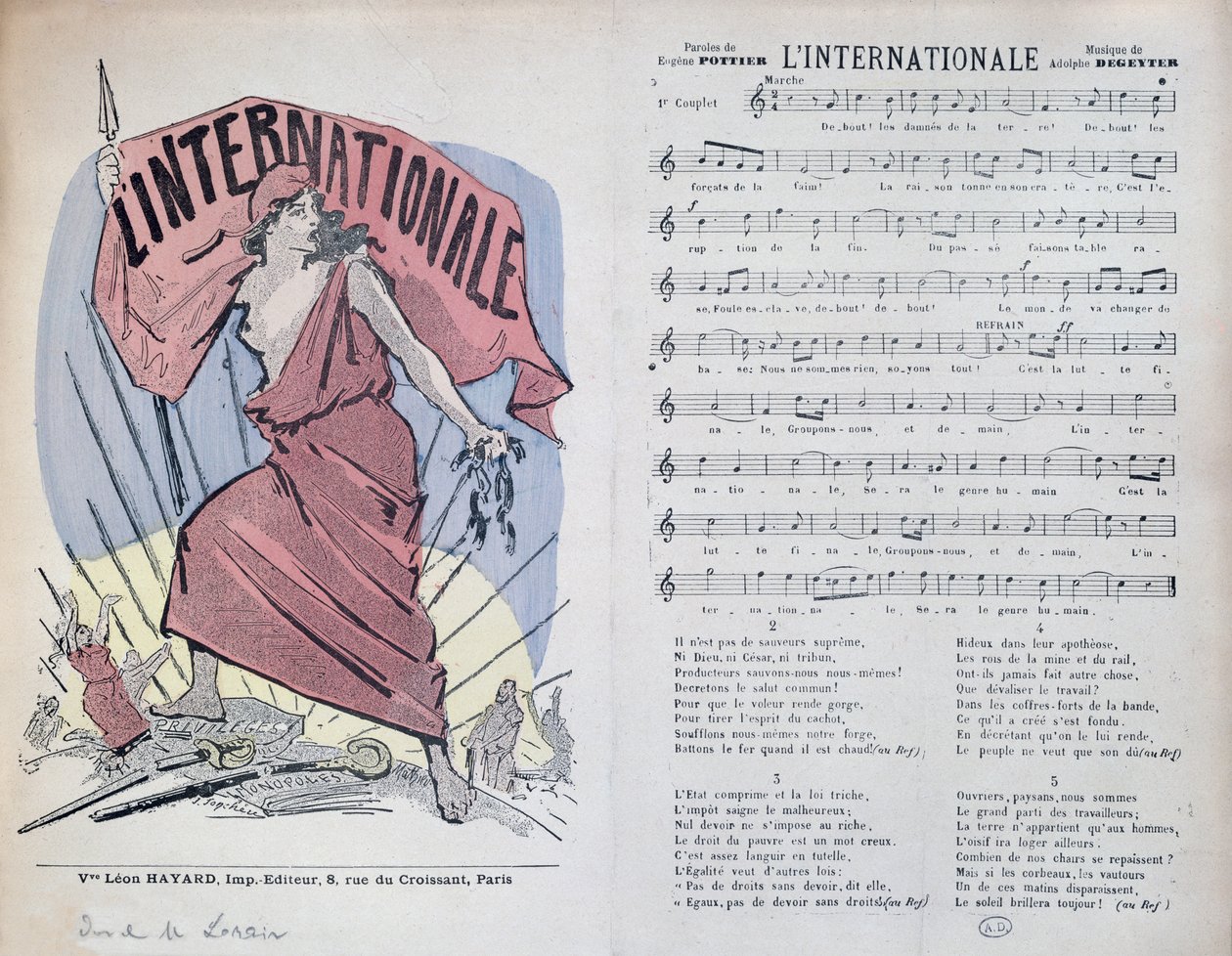 LInternationale şarkısının puan tablosu, c.1900 by French School