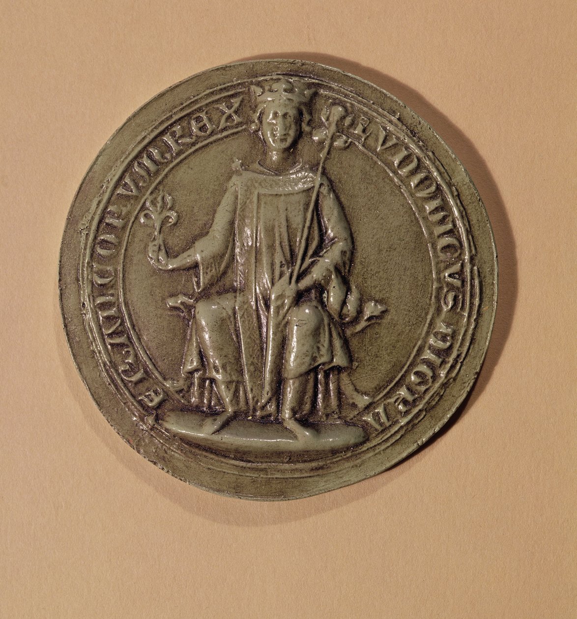Louis IX (1214-70) bir asa ve bir zambak çiçeği tutan mührü, c.1252 by French School