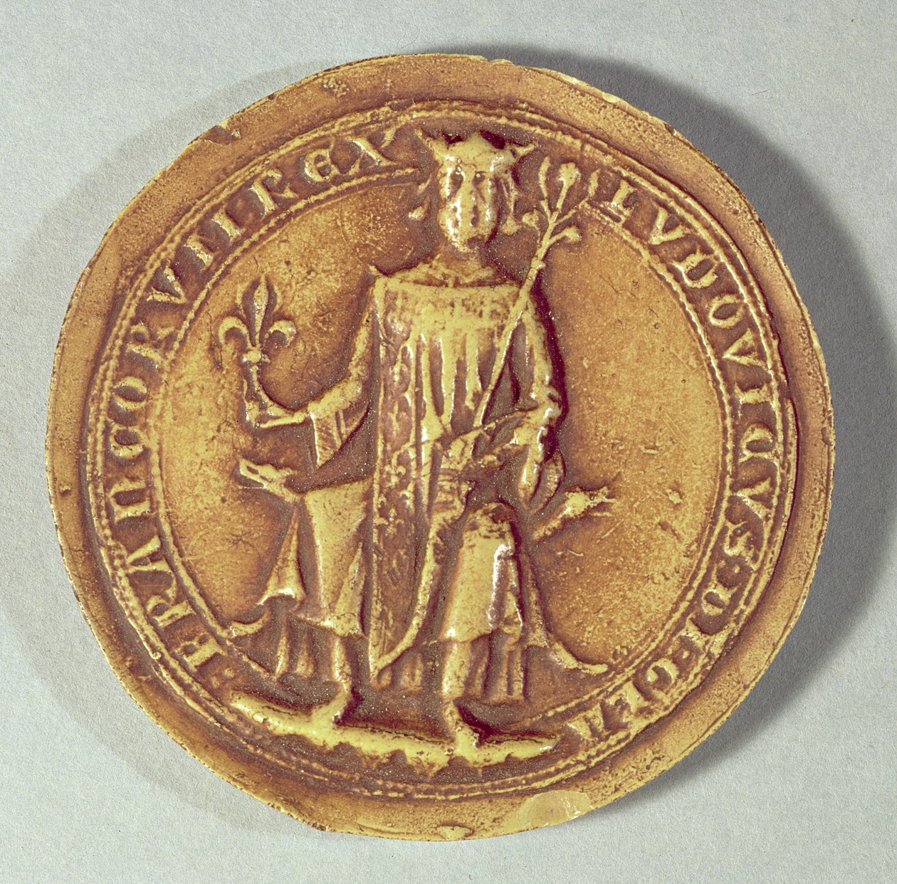 Louis mührü (1214-70) elinde bir asa ve fleur de lys, c.1252 by French School