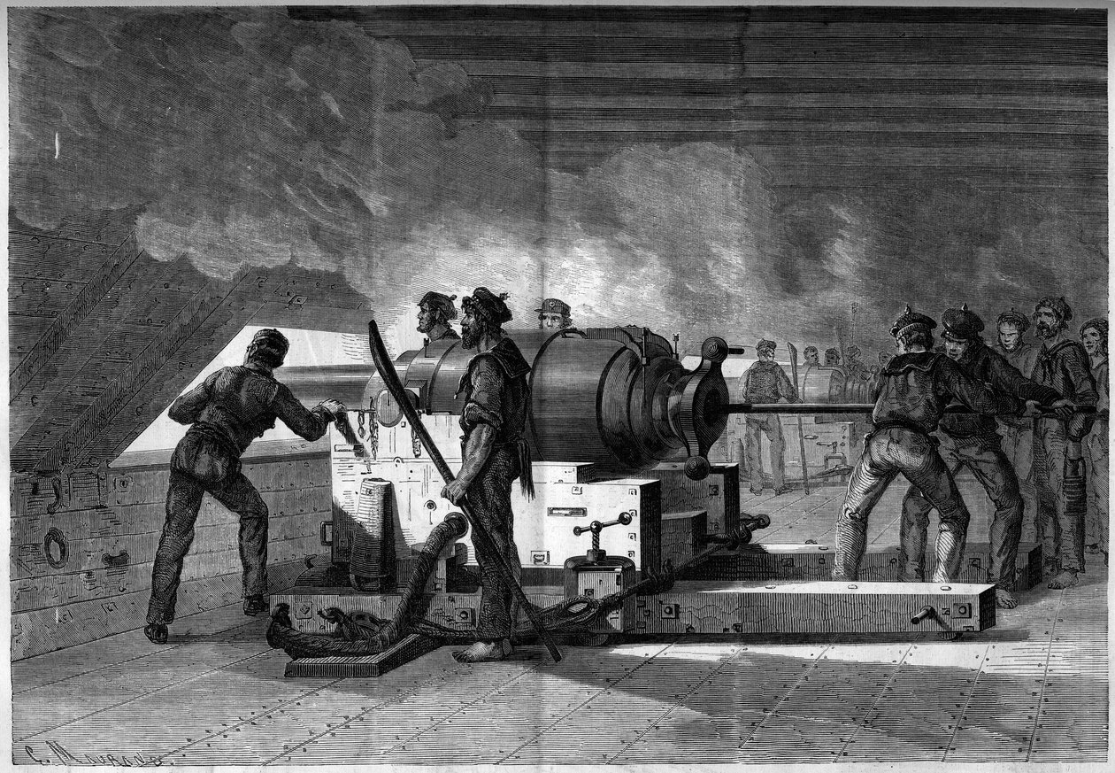 Ayrılık Savaşı (1861-1865) veya Amerikan İç Savaşı - Hampton Roads Deniz Savaşı (Virginia) - 8-9 Mart by French School