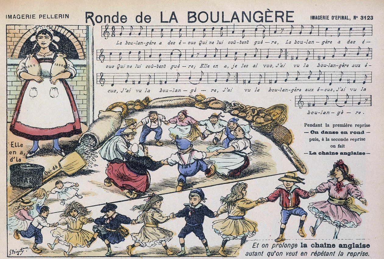 Popüler şarkı “” Ronde de la bolangère ”” için notalar - resim Epinal, Pellerin by French School