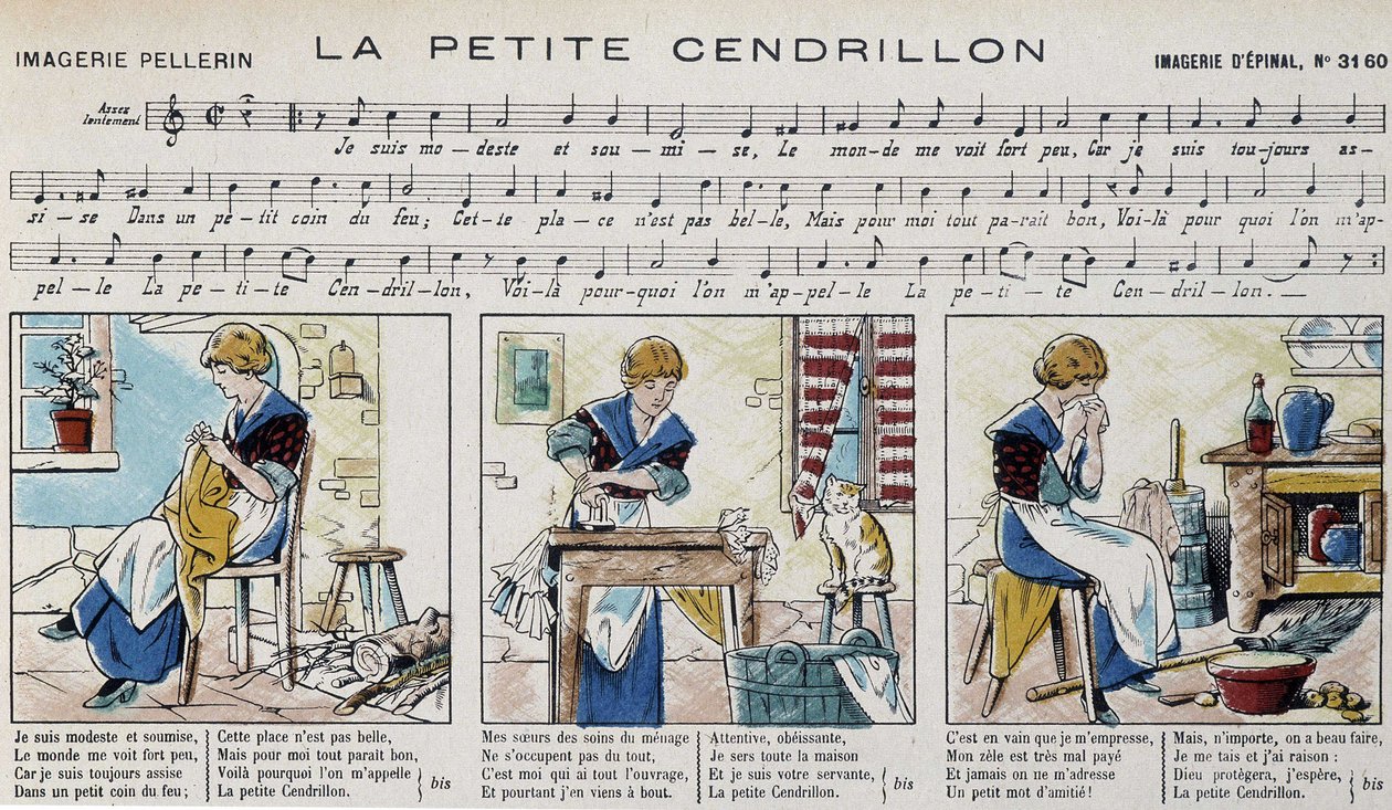 Popüler şarkı “” la petite Cinderella”” için notalar - resim Epinal by French School
