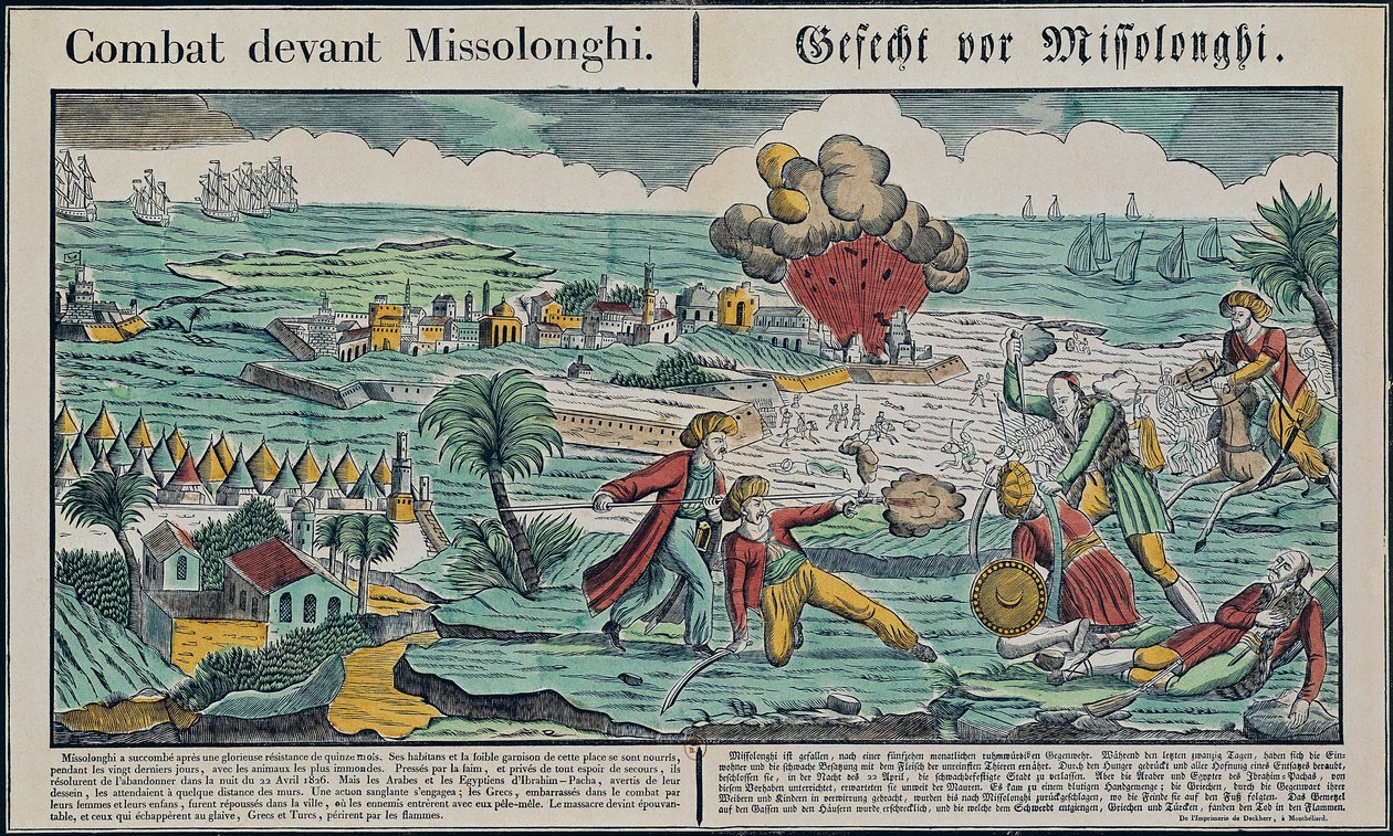 Missolonghi Kuşatması, 22 Nisan 1826 by French School