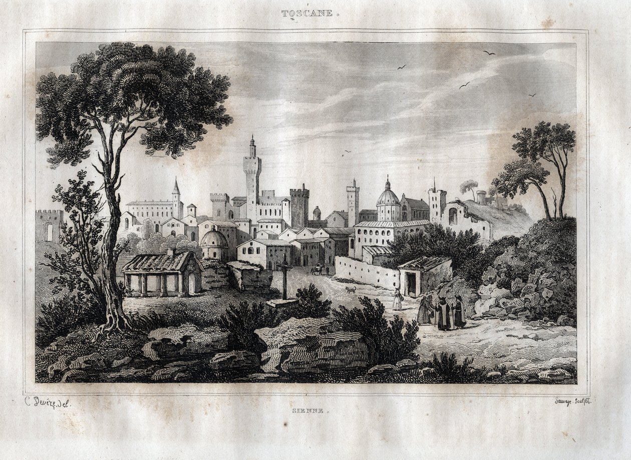 Siena - Siena - Toscana - Toskana - M. de Norvins, Ch. Nodier 1834-1836. by French School