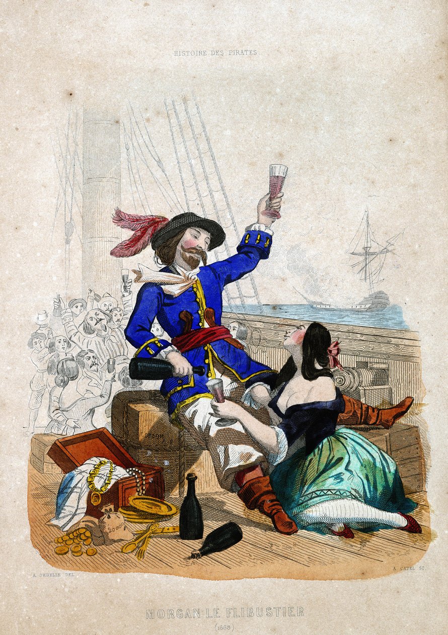 Sir Henry Morgan (1635-1688) (Flibustier Morgan): P. Christian tarafından yazılan “History of Pirates and Privateers of the Ocean and Mediterranean”da Galler yerlisi by French School