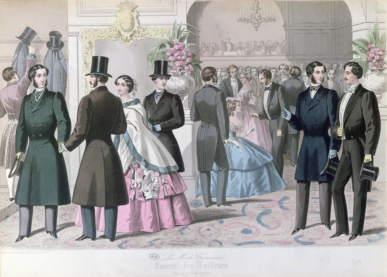 Soiree Mondaine, 1858 (renkli gravür) by French School