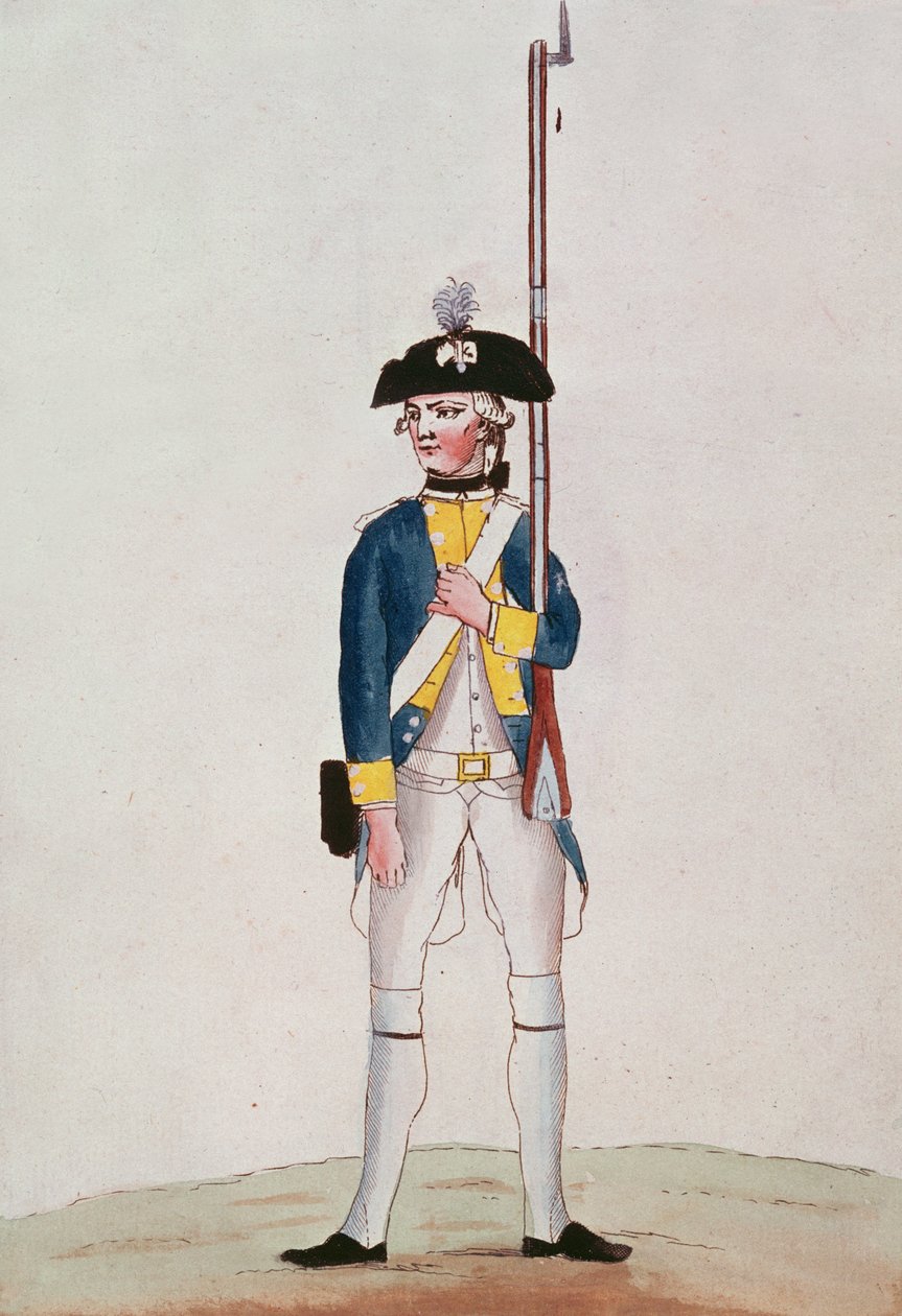 Kraliyet-Deux-Ponts Alayı Askeri, c.1780 by French School