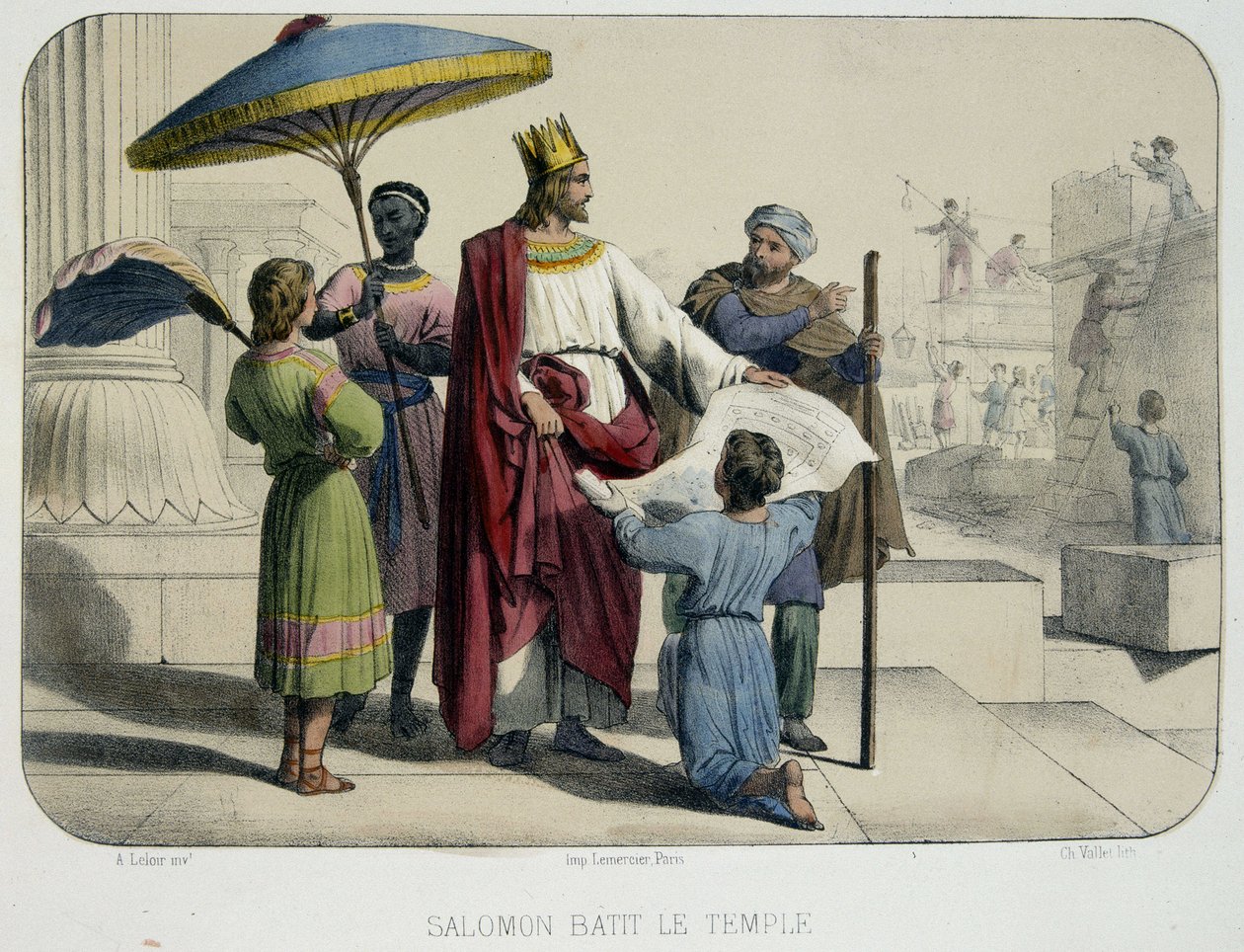 Süleyman tapınağı inşa etti (arka planda şantiye) by French School