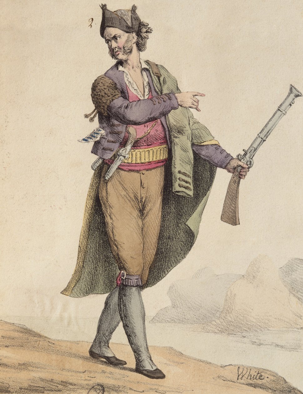 Cadiz bölgesinin İspanyol kaçakçısı, 1815, Langlume tarafından kazınmış (19. yüzyıl) by French School