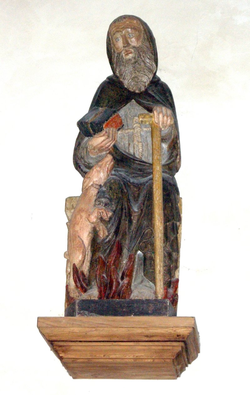 Aziz Anthony Abbot (boyalı ahşap) by French School