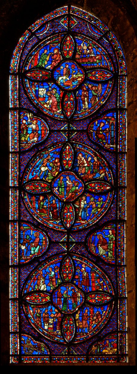 St Anthony ve St Paul Anchorite penceresi (w30b) by French School