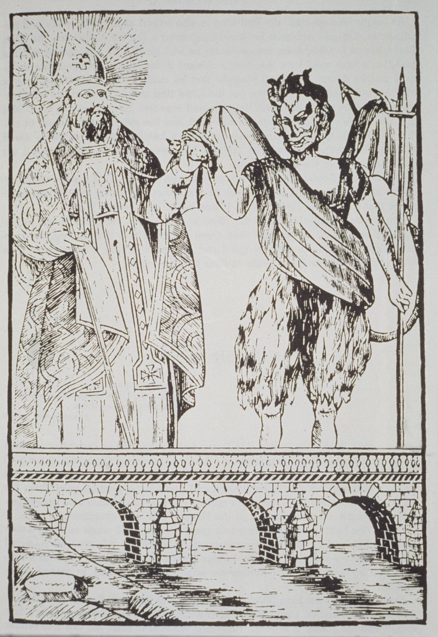 Aziz Cado ve Şeytan, popüler bir Fransız baskısının kopyası, 19. yüzyılın sonlarında yayınlanan bir sihir tarihinde resmedildi by French School