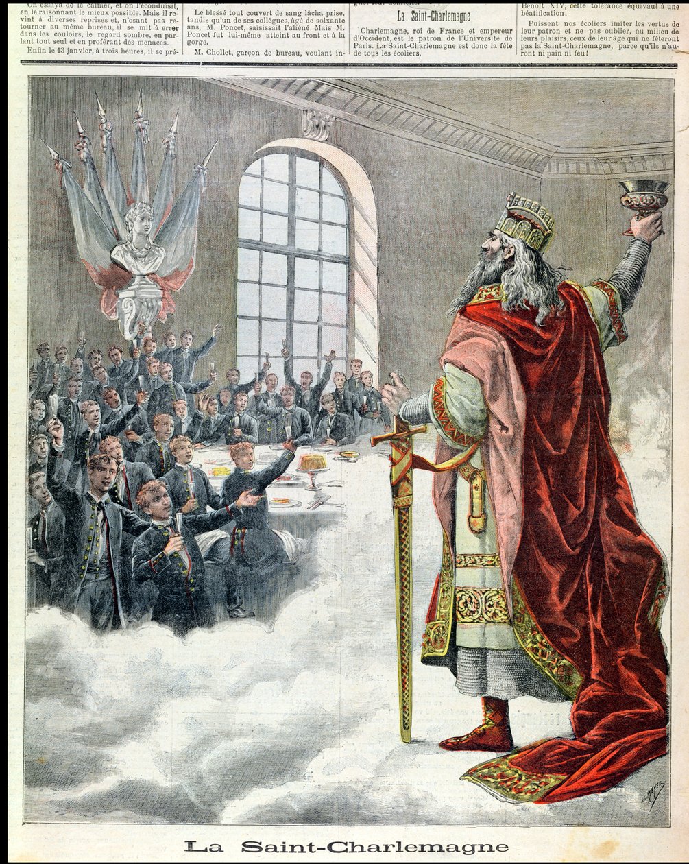 St. Charlemagne, okul çocuklarının koruyucu azizi, Le Petit Journal Illustre, 1892 by French School