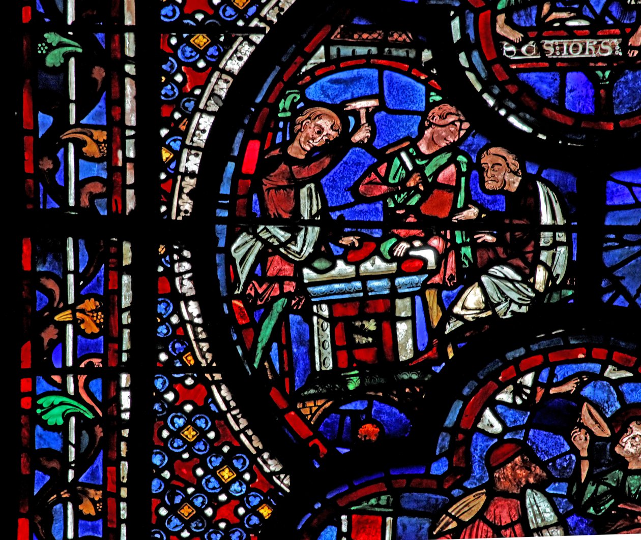 St John penceresi: iki adam bazı mücevherleri parçalıyor (w48) by French School