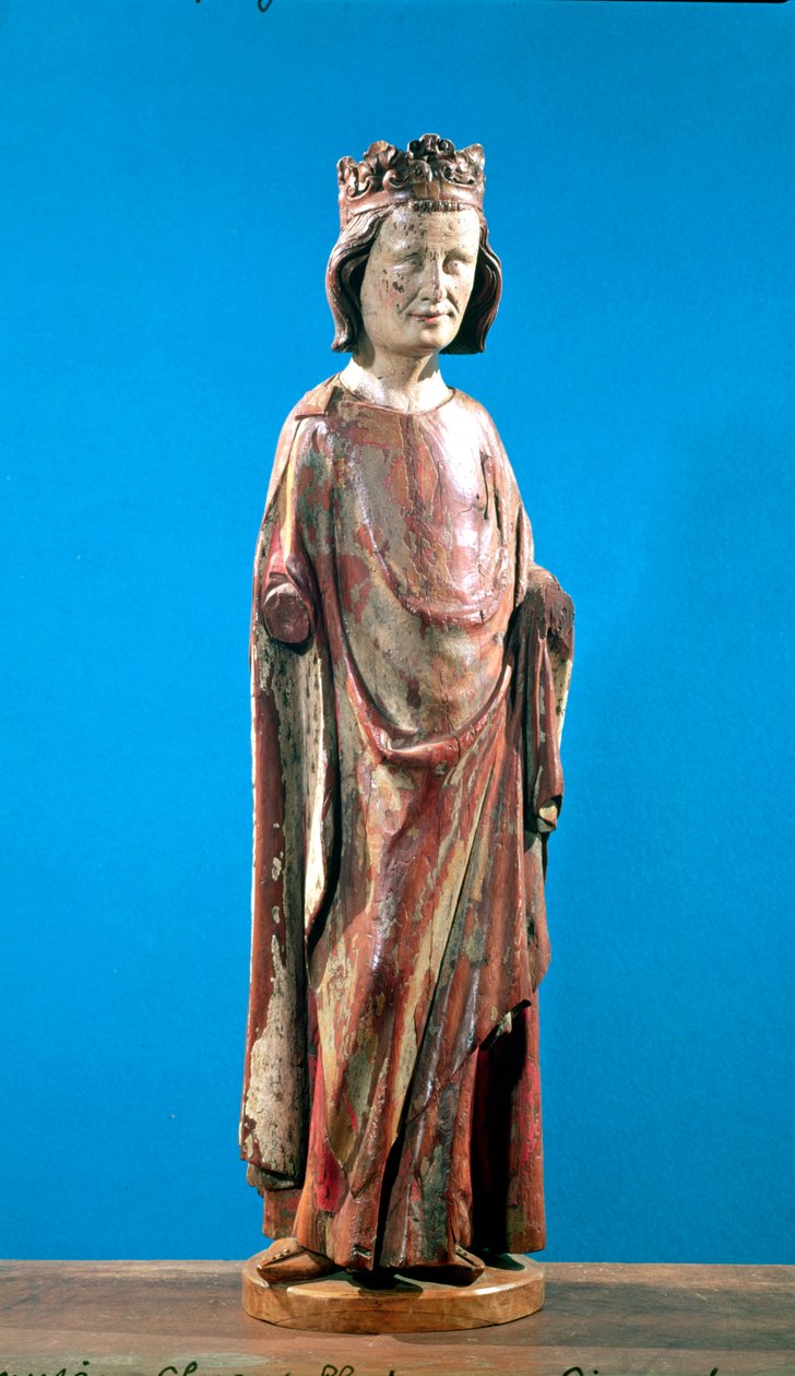 Louis (1215-70) (çok renkli ahşap) by French School