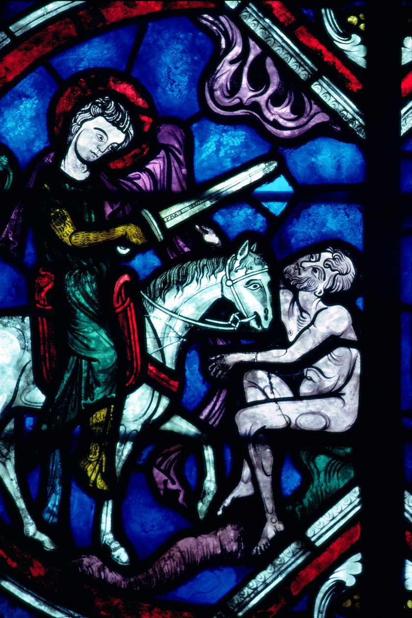 St. Martin Pelerinini Bölüyor, 13. yüzyıl by French School